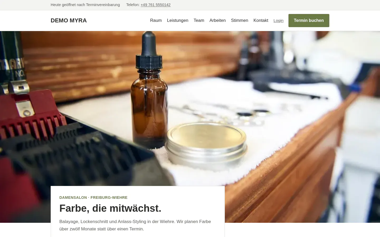 Website von Demo Myra im Design Myra