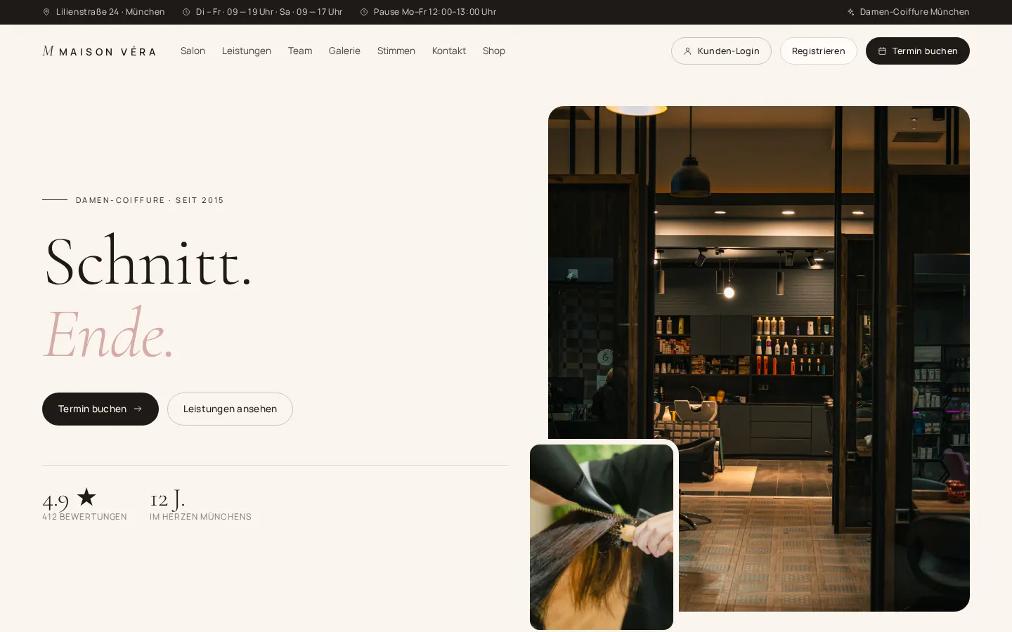 Salon-Website im Design Premium Damenfriseur