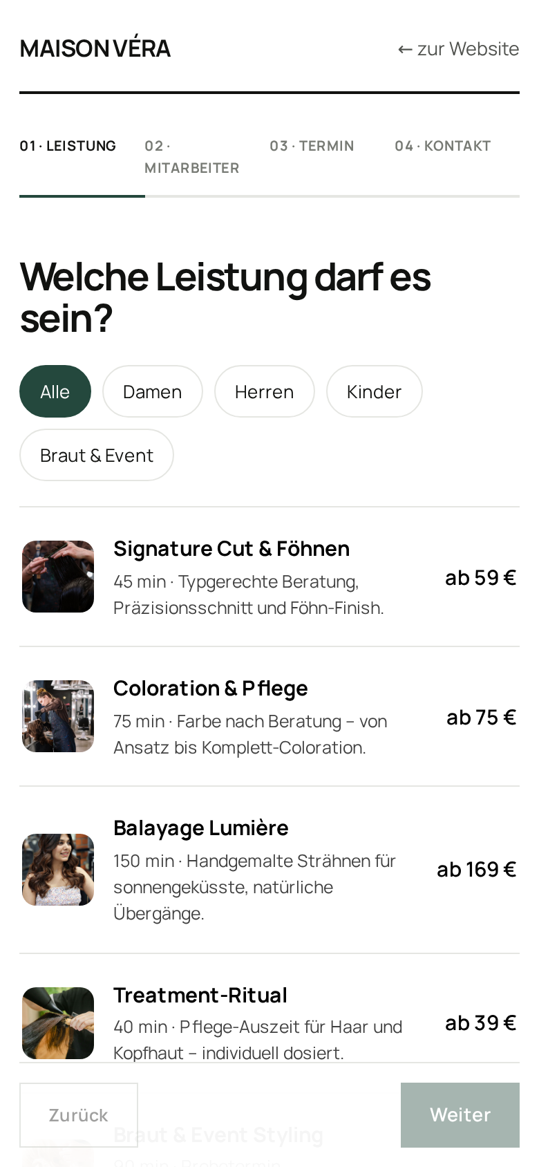 Booking-Design Minimal von cozii für Maison Véra