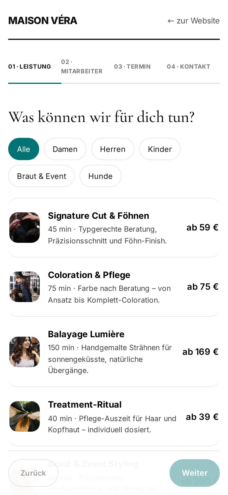 Booking-Design Minimal von cozii für Maison Véra